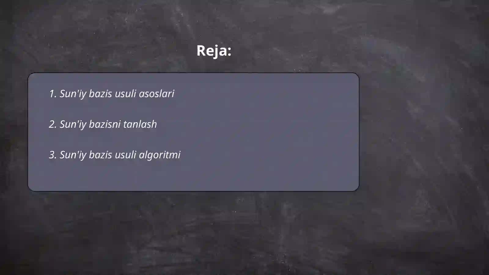 Suniy bazis usuli 2