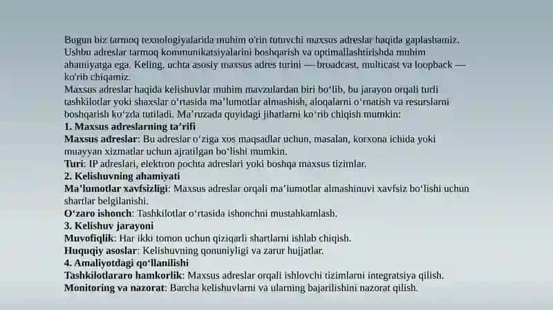 Maxsus adreslar 2