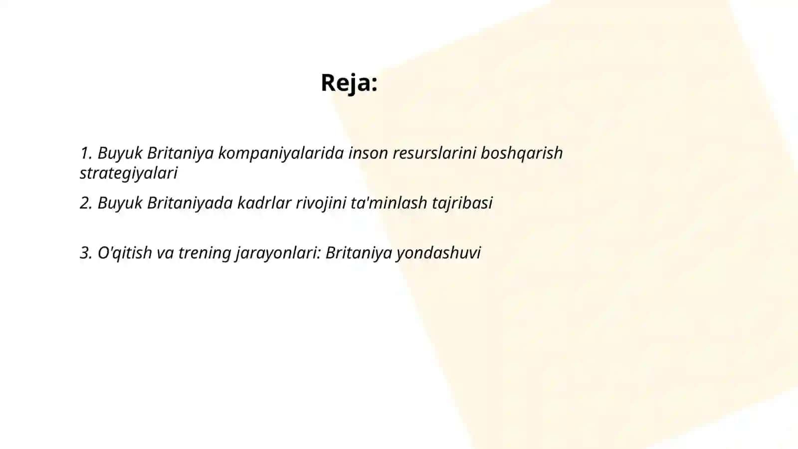 Buyuk Britaniya kompaniyalarining inson resurslarini boshqarish 2