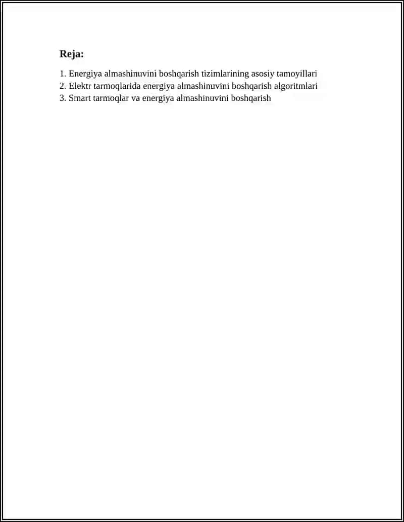 ENERGIYA ALMASHINUVINING BOSHQARILISHI 2