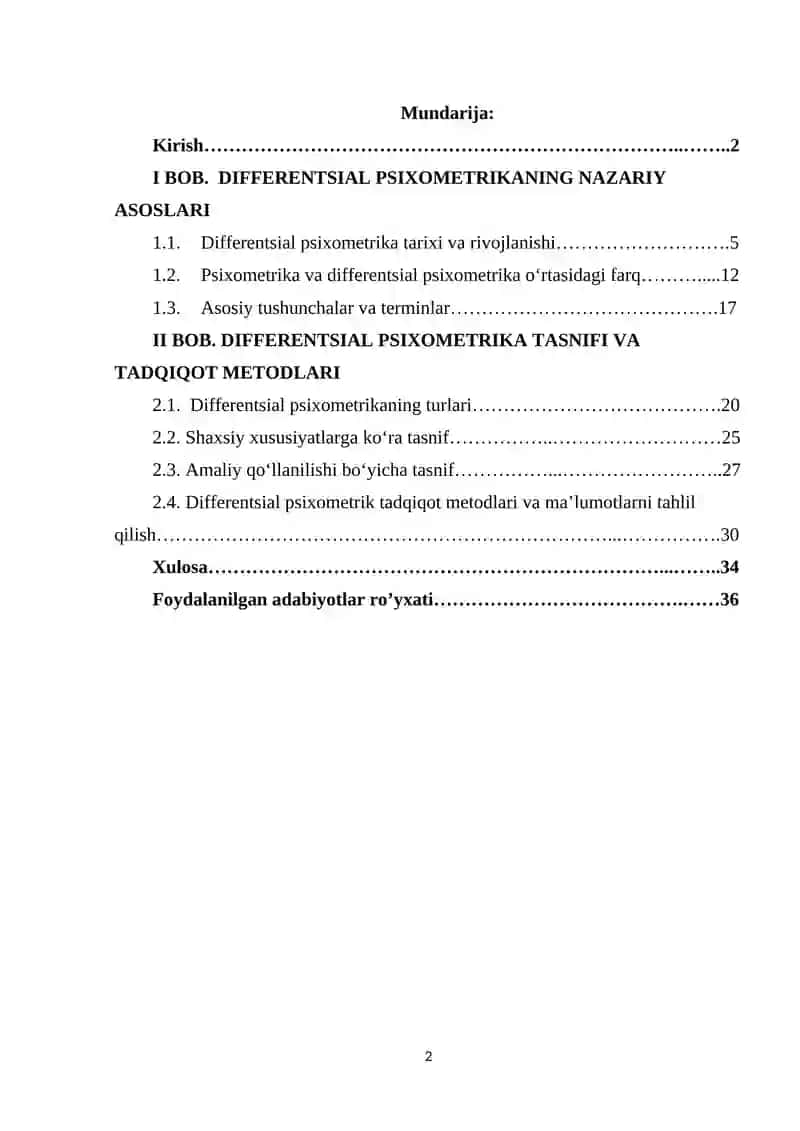 DIFFERENTSIAL PSIXOMETRIKA TASNIFI 2