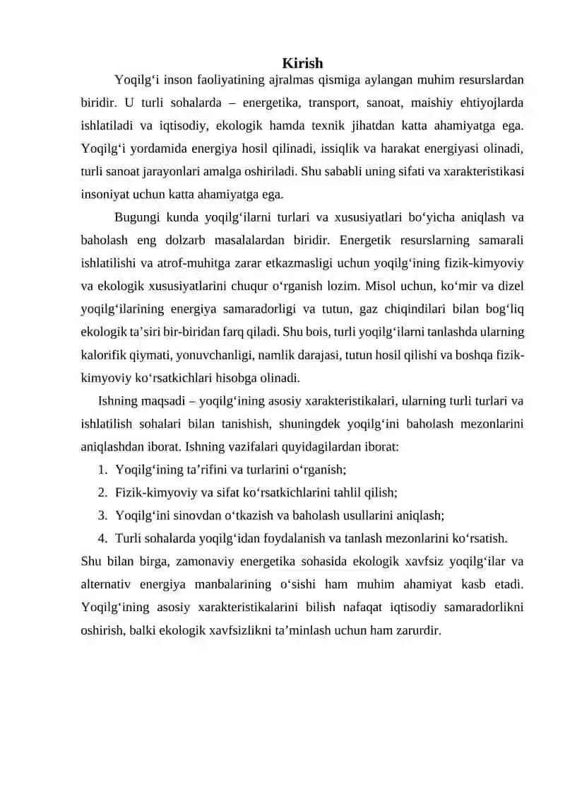 Yoqilgʻining asosiy harakteristikasi 2