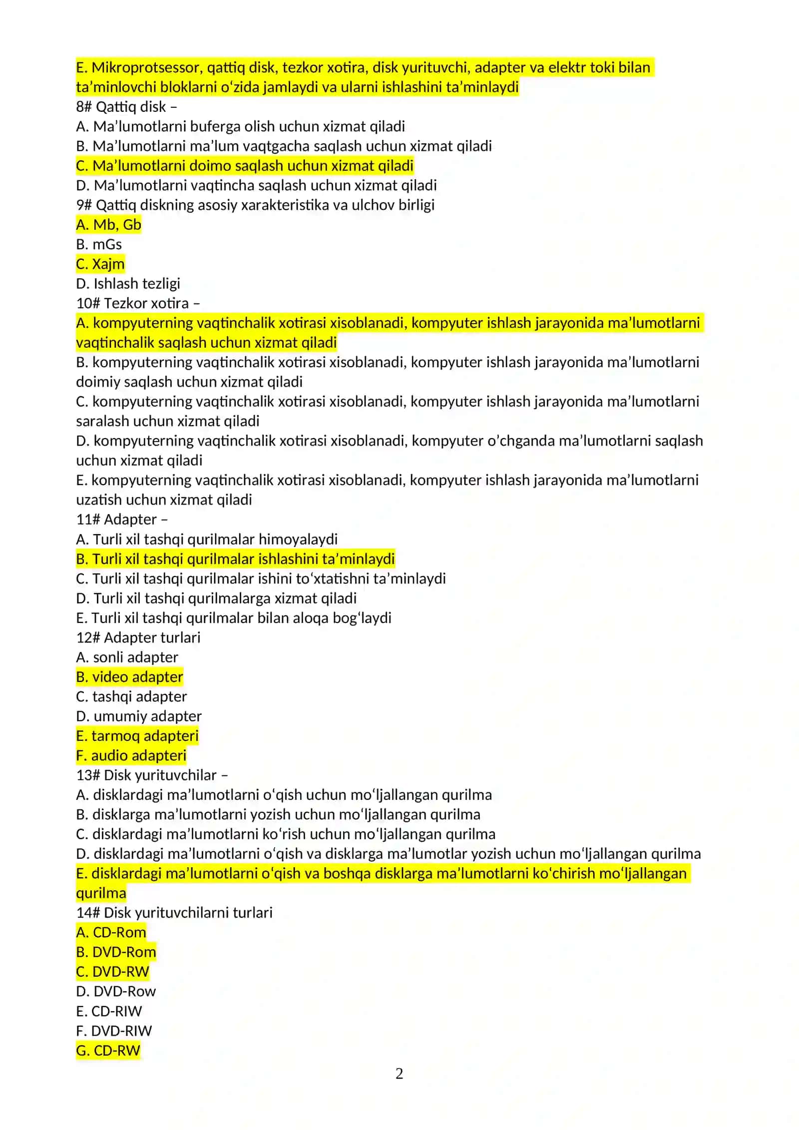 Axborot texnologiyalari 2