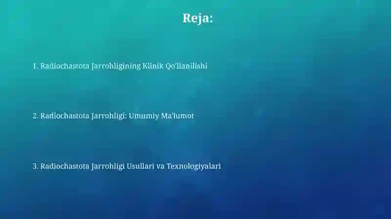 Radiotólqinli jarrohlik 2
