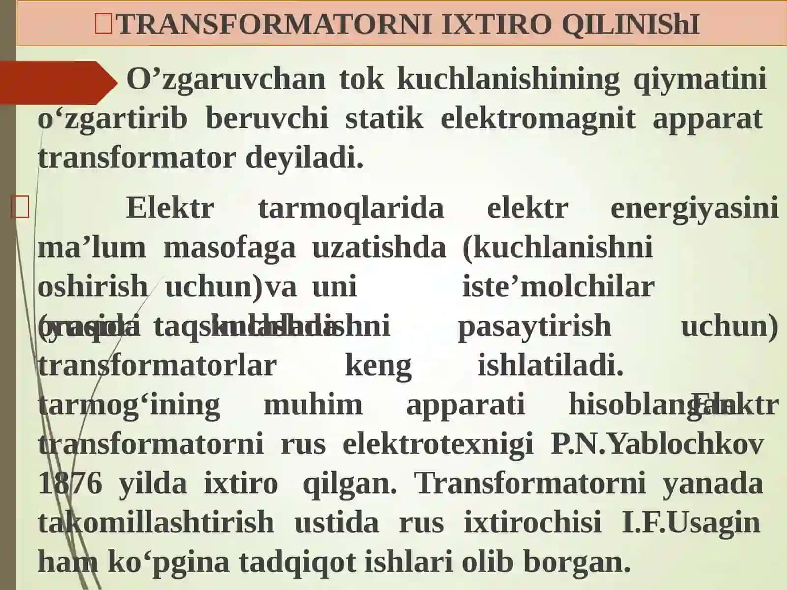 Elektr tarmoqlarida Transformatorlar ishlash prinsipi 2