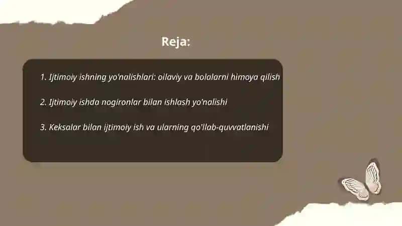 Ijtimoiy ishning yo'nalishlari 2