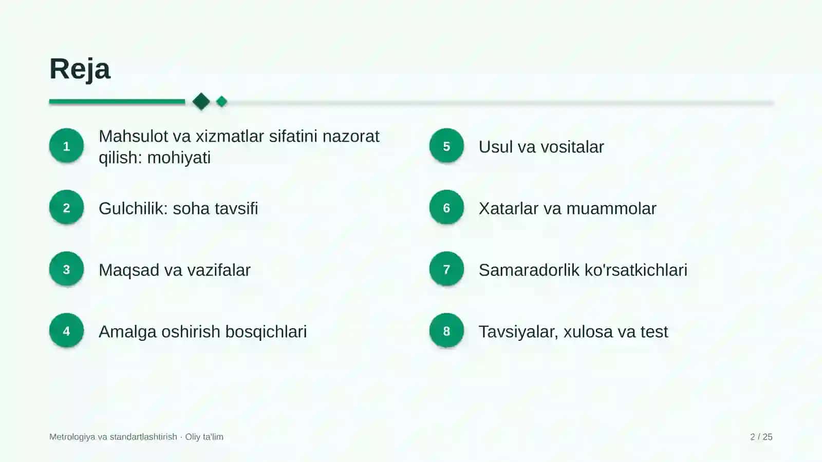 Gulchilikda mahsulot va xizmatlar sifatini nazorat qilish 2