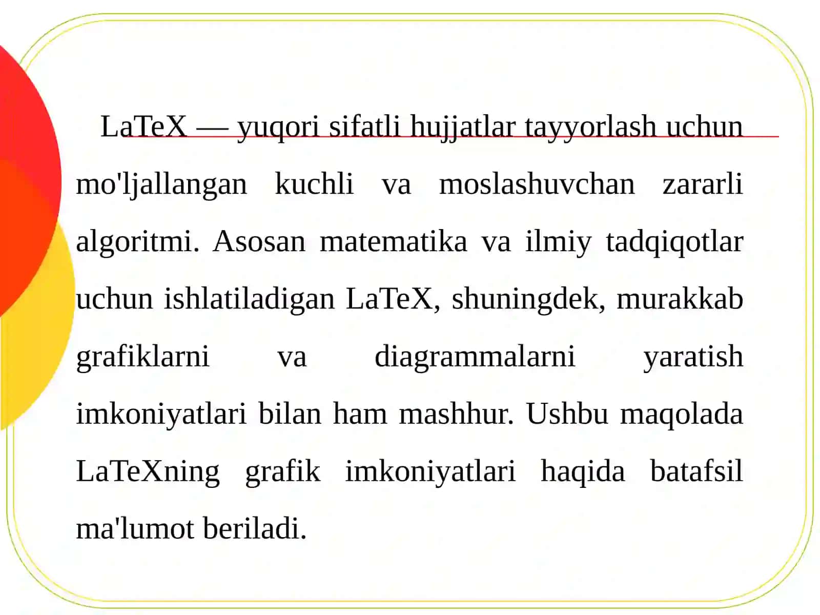 LaTeXdasturi ning grafik imkoniyatlari 2