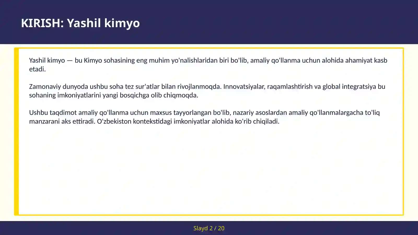 Yashil Kimyo 2