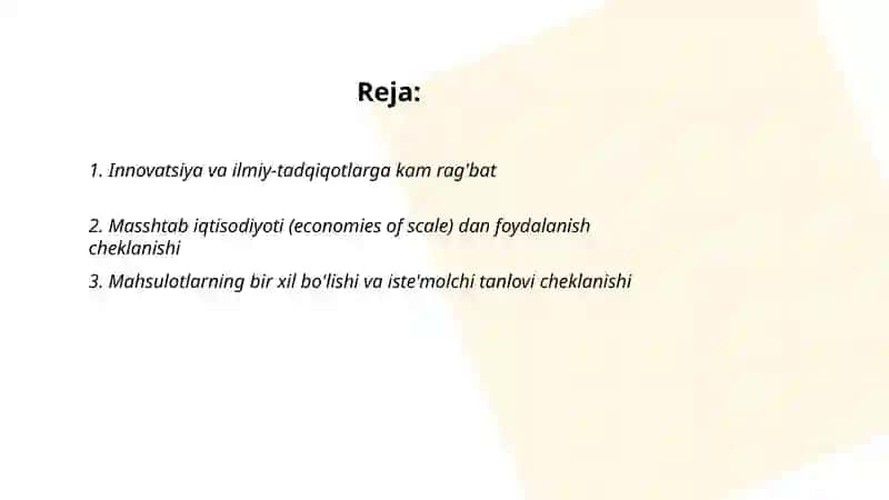 Sof raqobatning kamchiliklari 2