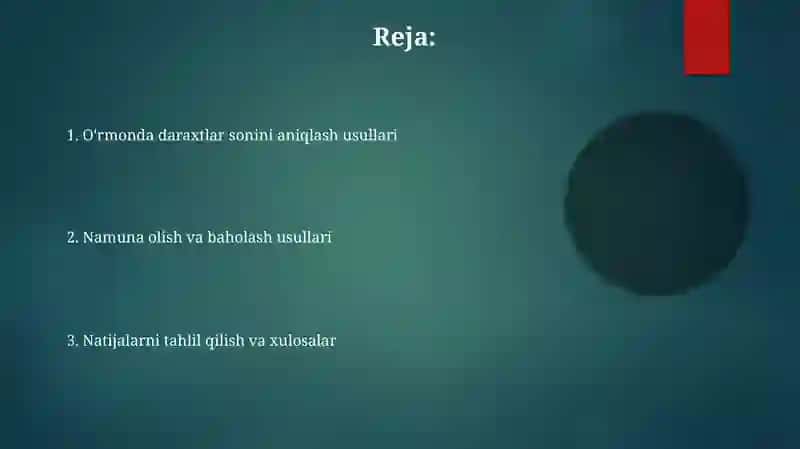 Oʻrmon undagi daraxtlar sonini aniqlash 2