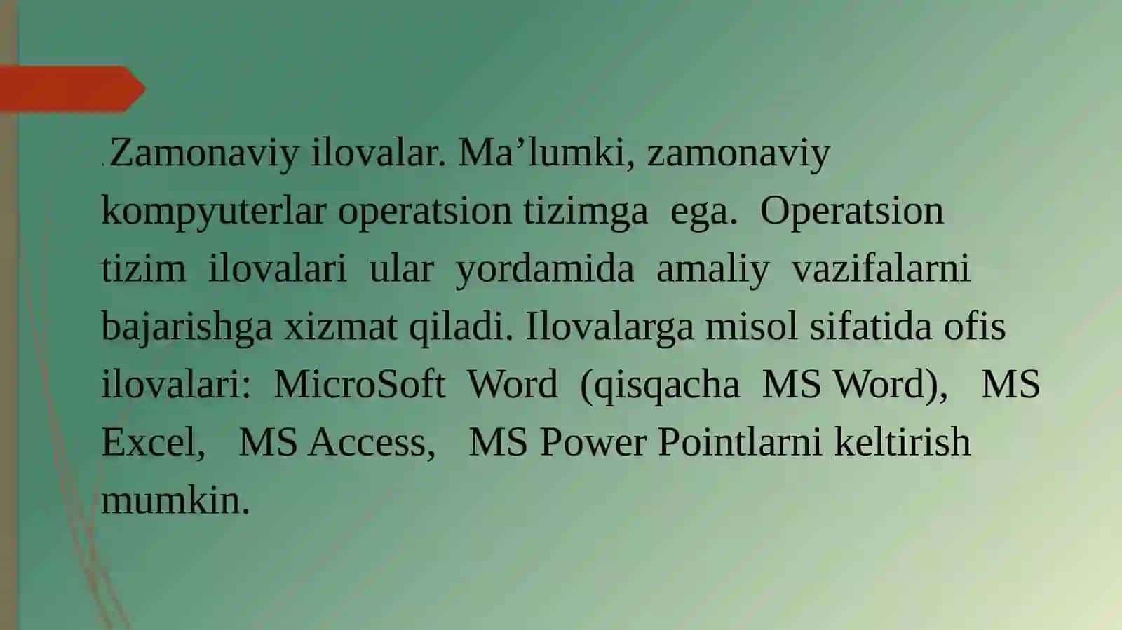 Zamonaviy ilovalar 2