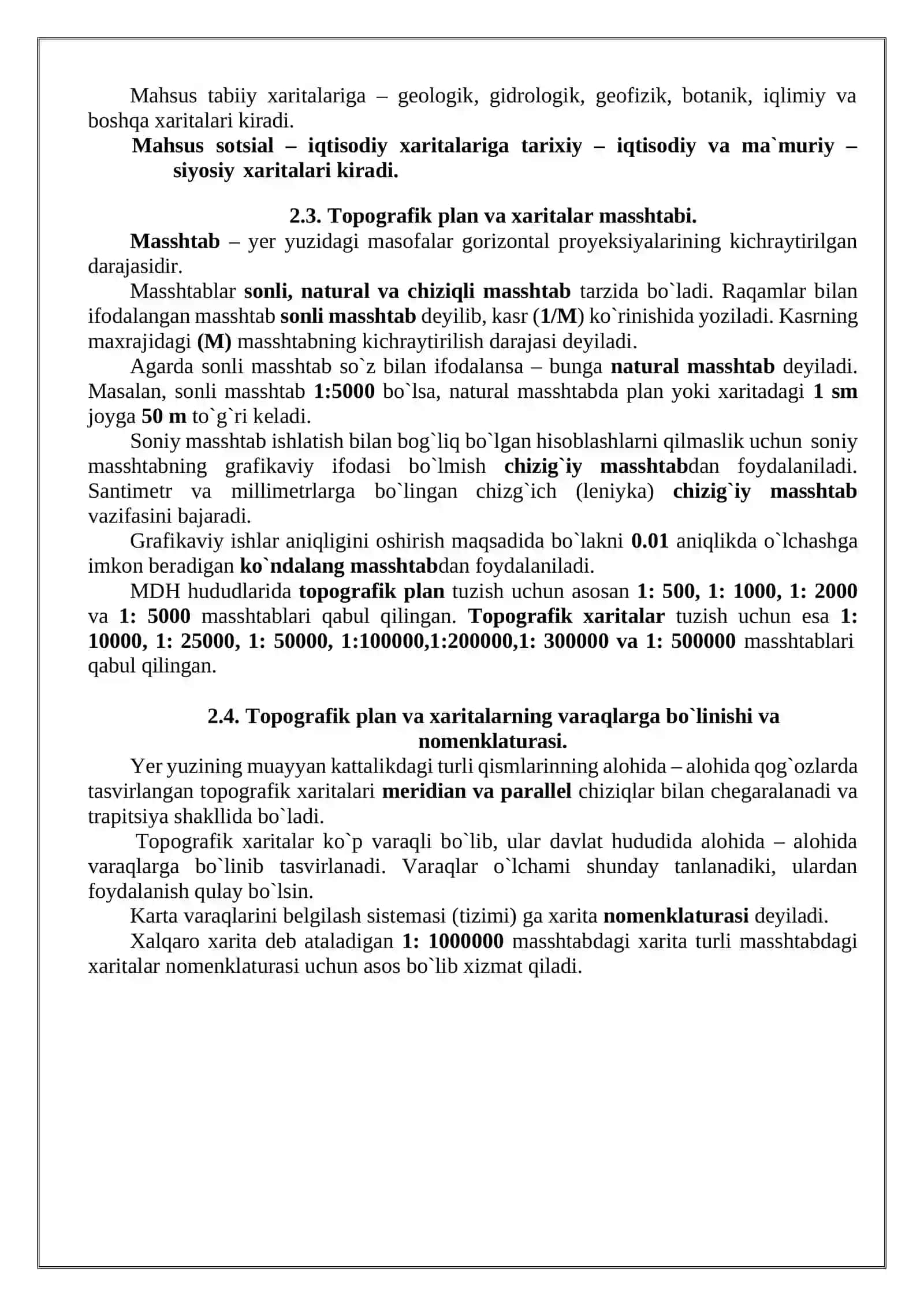 Xarita, plan va profil 2
