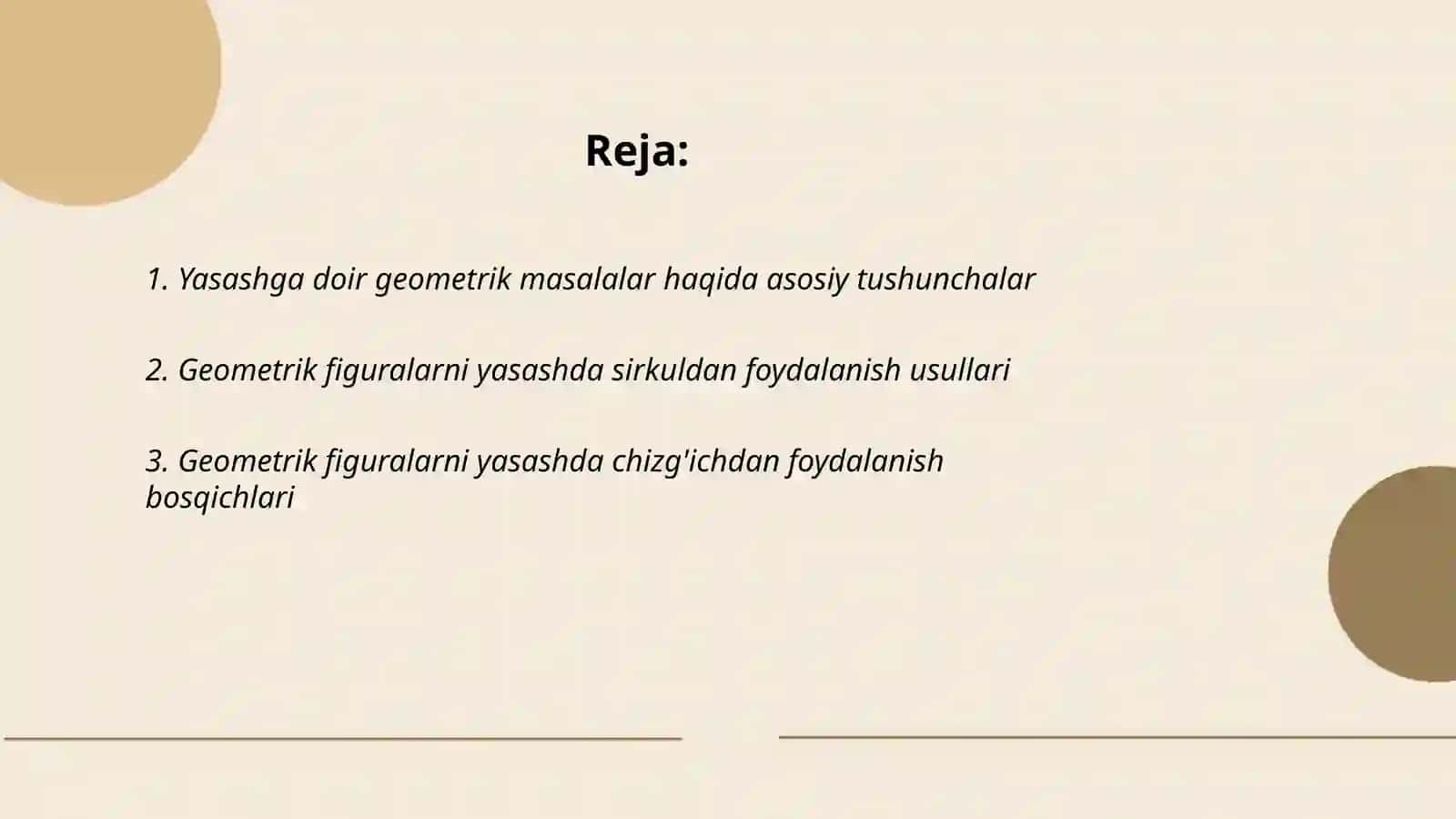 Yasashga Doir Geometrik Masalalar 2