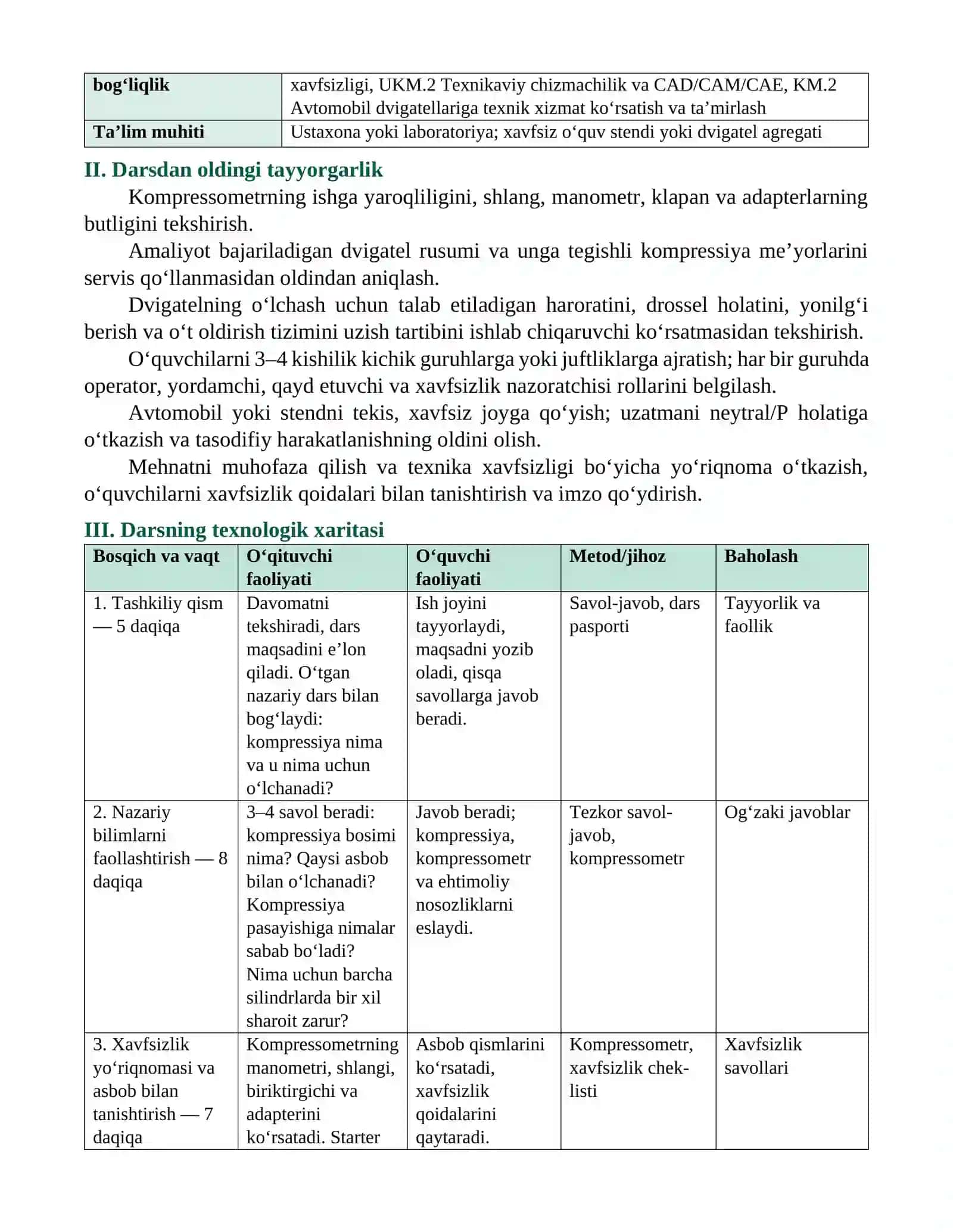 Kompressometr bilan silindrlardagi kompressiyani o‘lchash 2