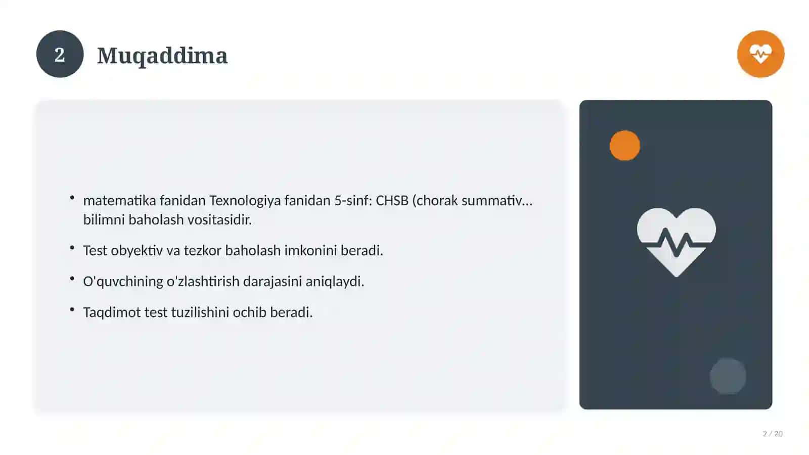 5-sinf: CHSB (chorak summativ baholash) 2