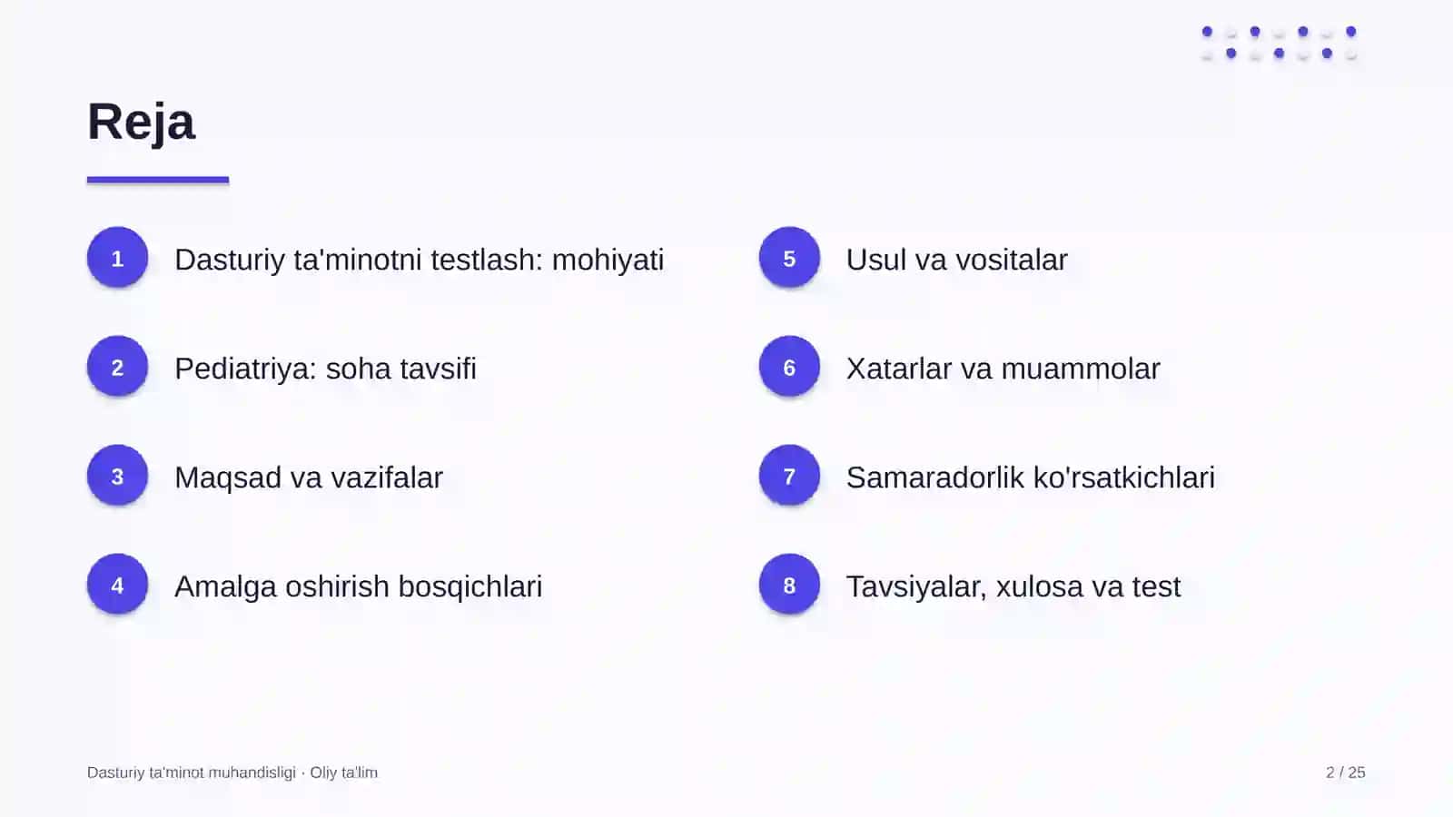 Pediatriyada dasturiy ta'minotni testlash 2