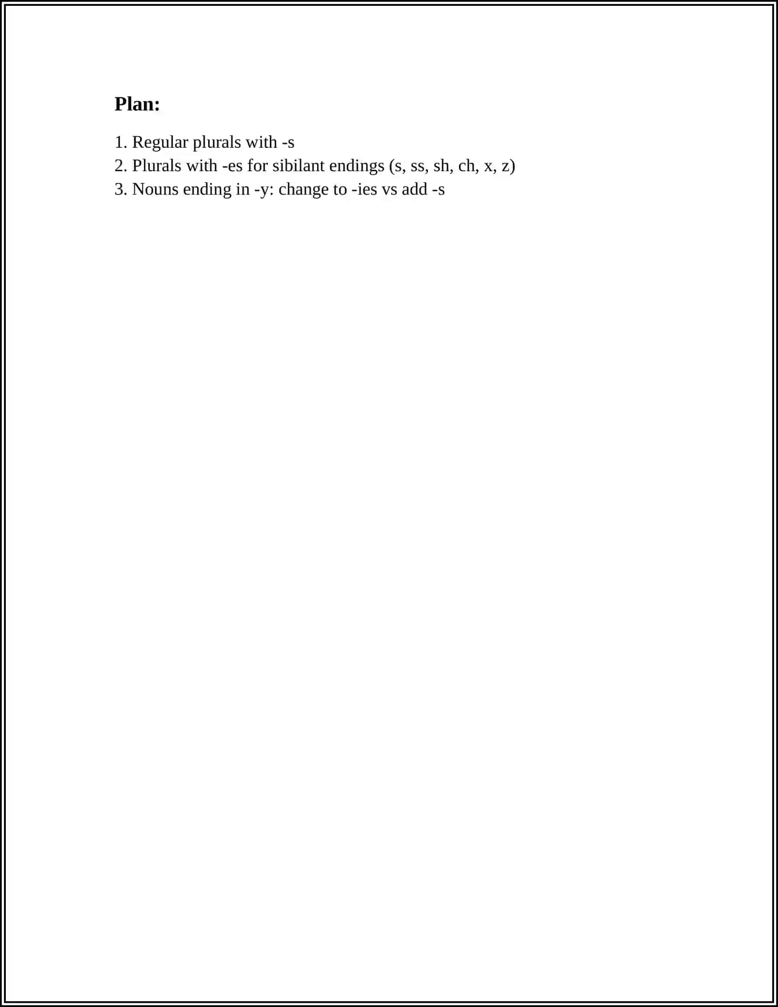 NOUNS. SINGULAR AND PLURAL FORMS 2