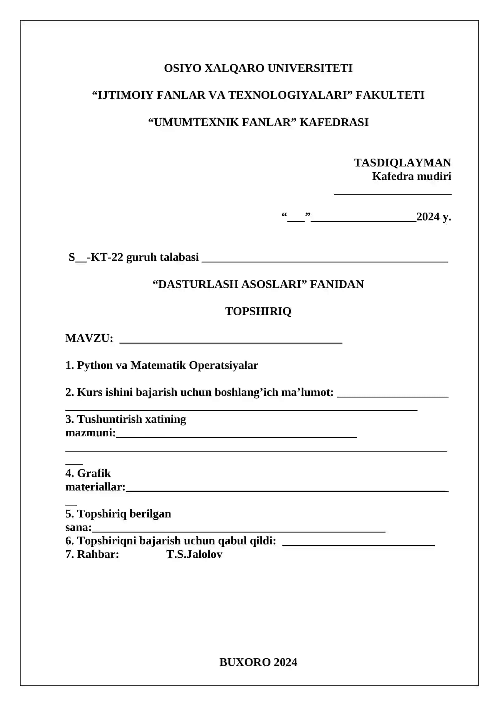 Dasturlash asoslari 2