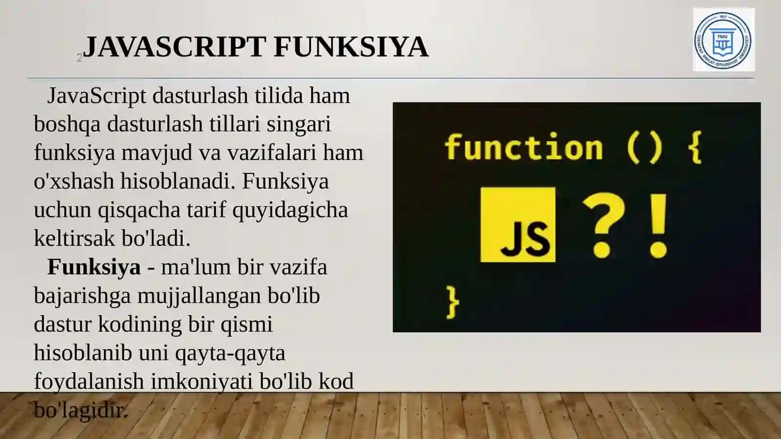 JavaScript Funksiya 2