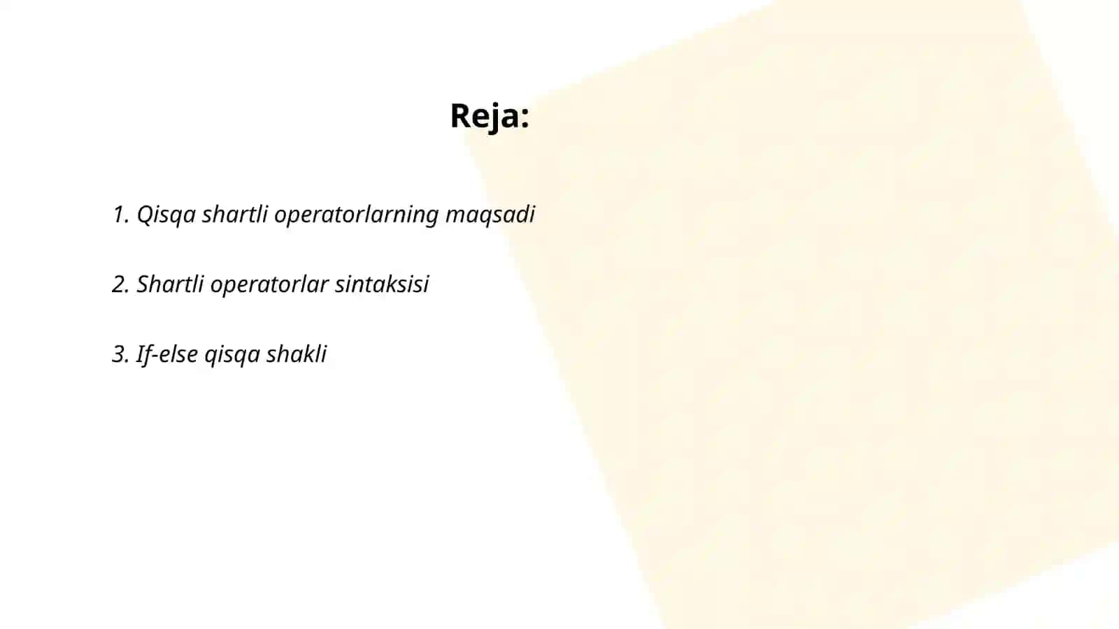Qisqa shartli operatorlar bilan ishlash 2