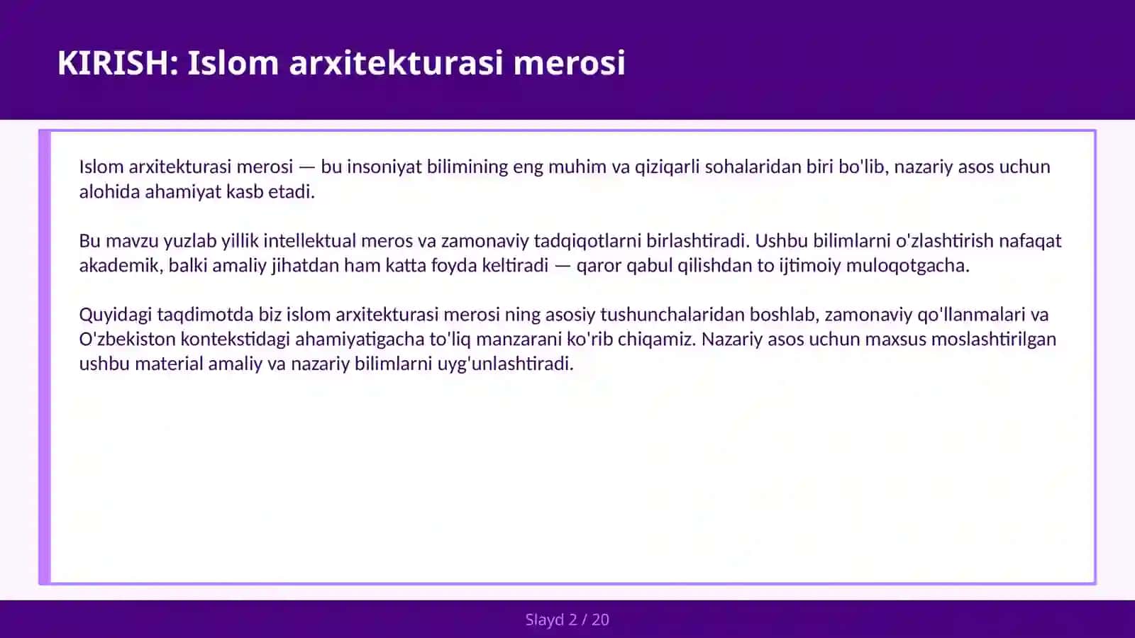 ISLOM ARXITEKTURASI MEROSI 2