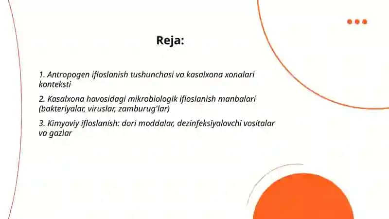 Kasalxona xonalari havosining antropagen ifloslanishi haqida tushuncha 2