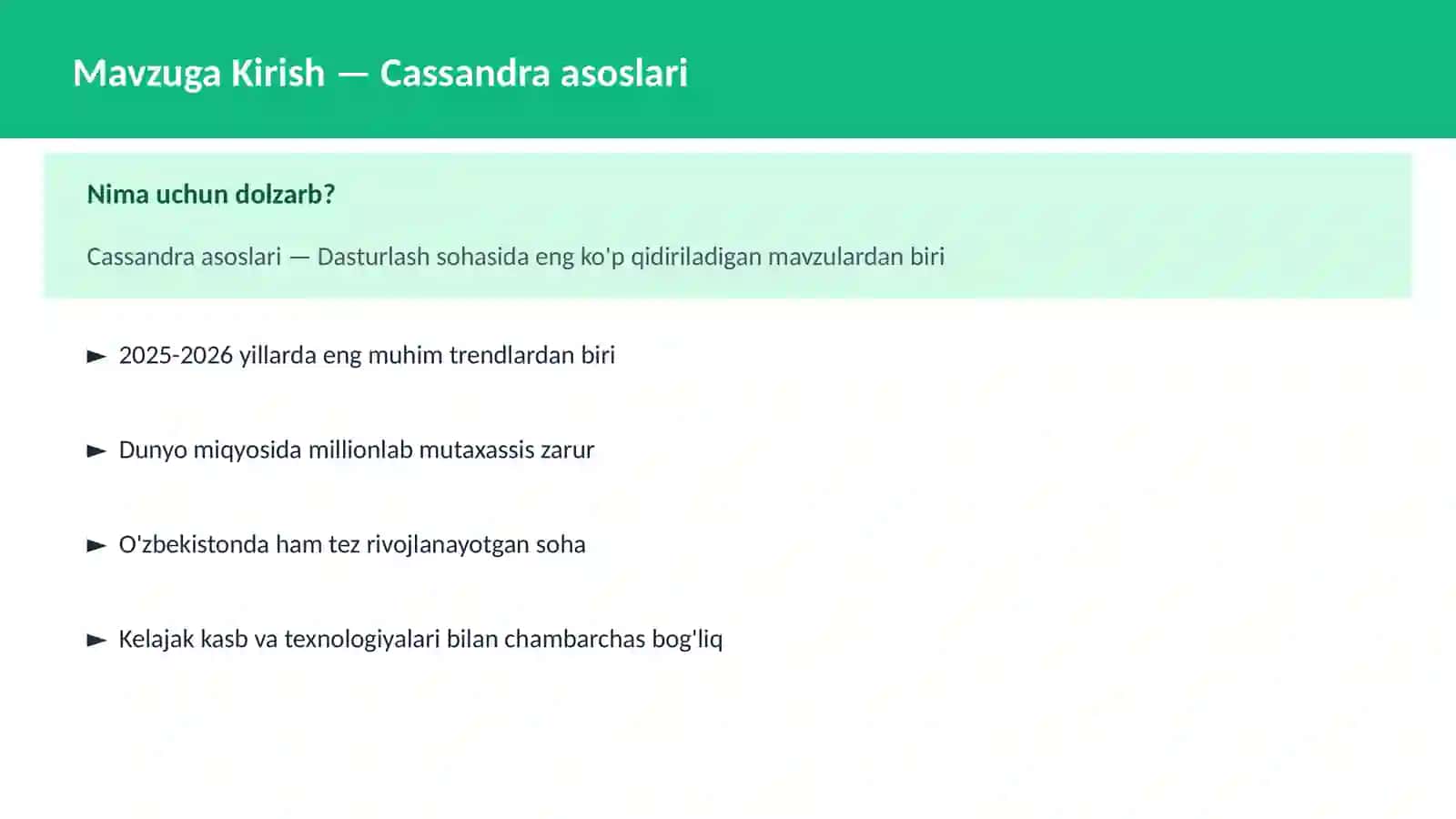 Cassandra asoslari 2