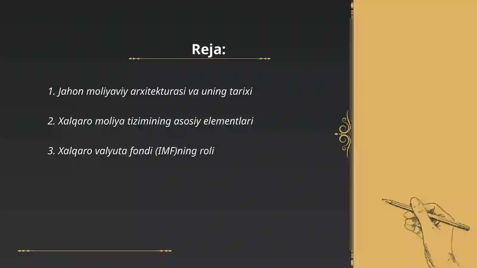 Jahon moliyaviy arxitekturasi va xalqaro moliya tizimi 2