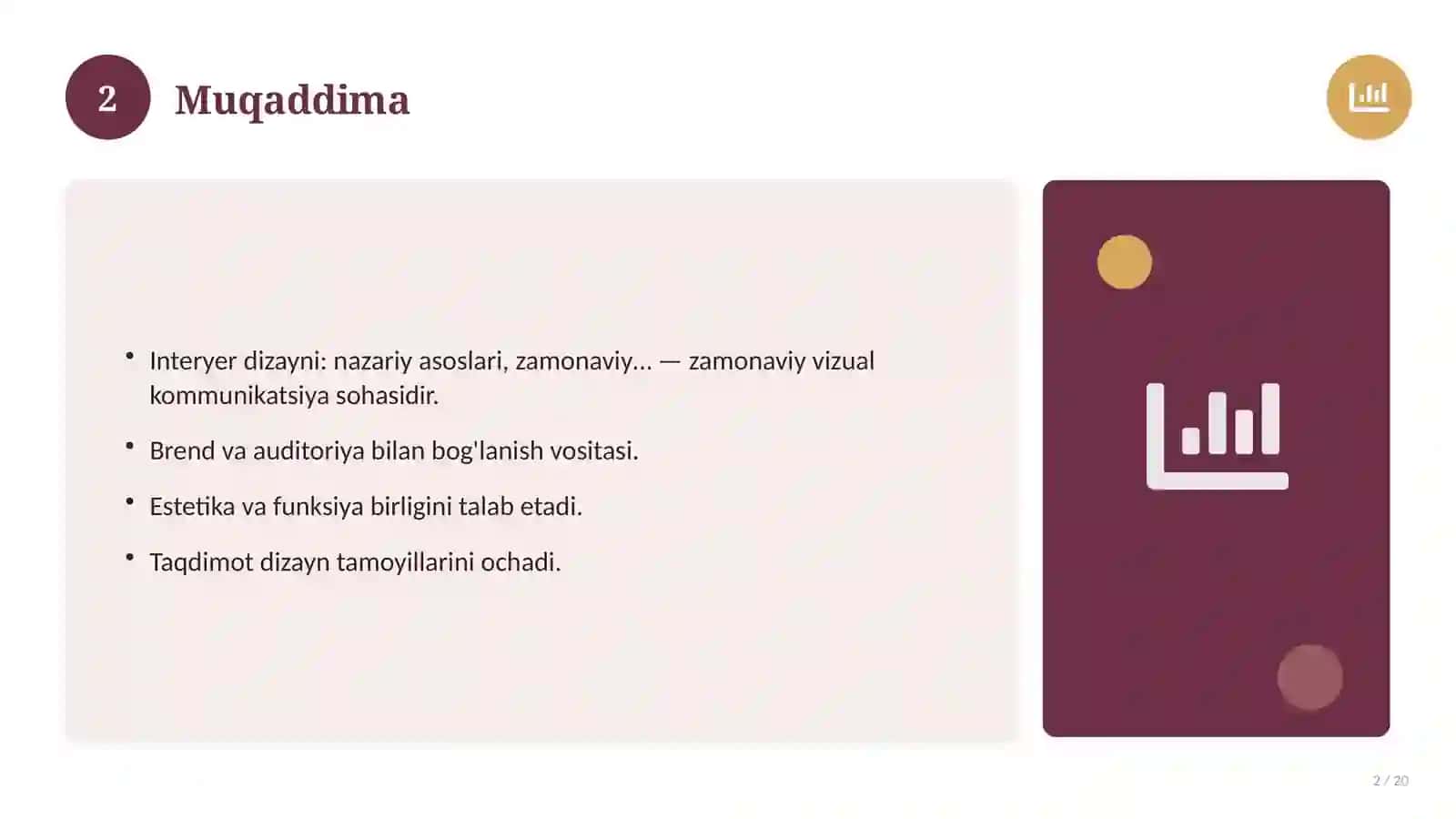 Interyer dizayni: nazariy asoslari, zamonaviy yondashuvda (Magistrlik dissertatsiyasi mavzusi) 2