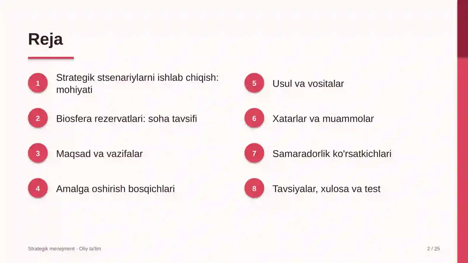 Strategik Menejment · Oliy Ta'lqim 2