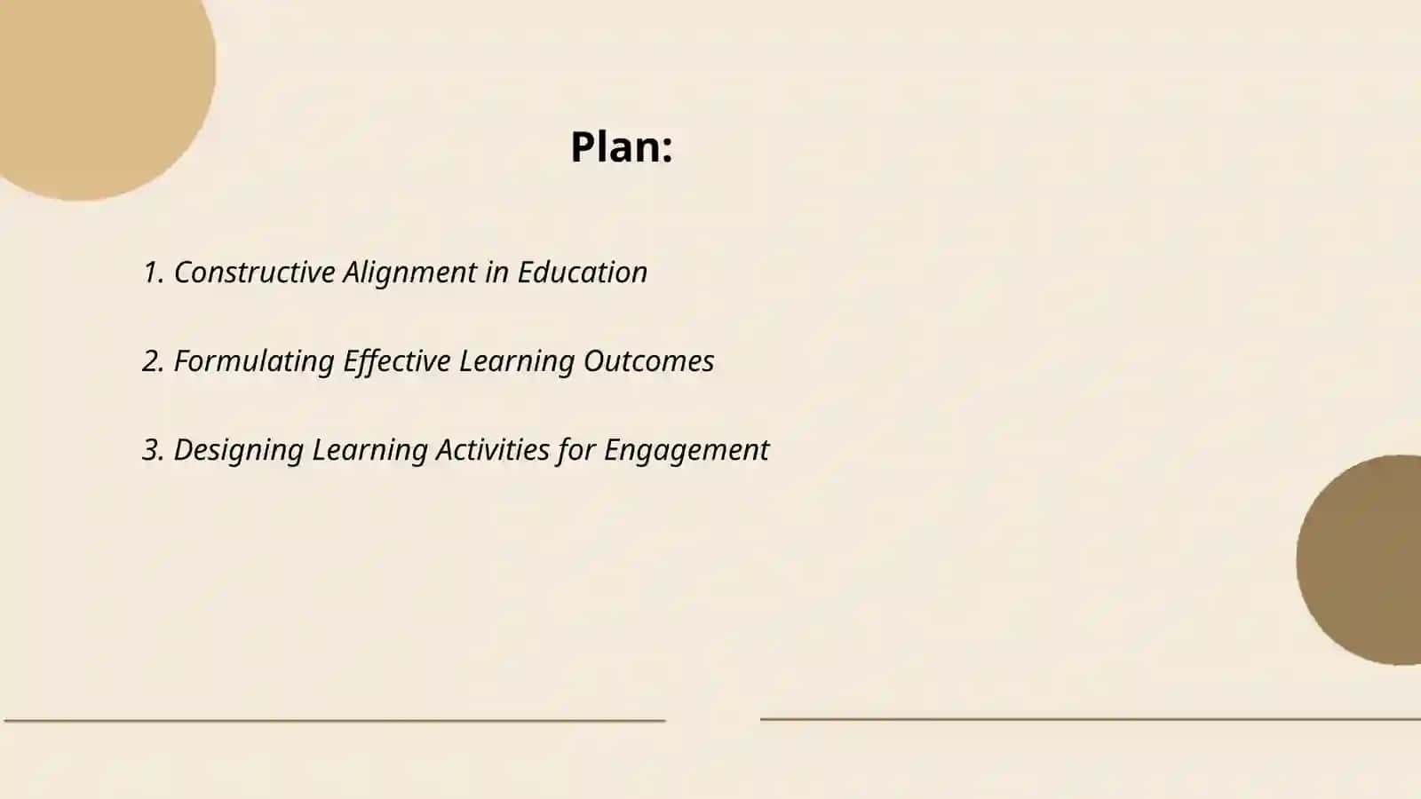Plan: Constructive Alignment in Education 2