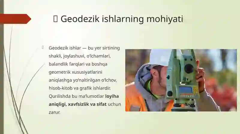 Bino va inshootlarni barpo etishdagi geodezik ishlar. 2