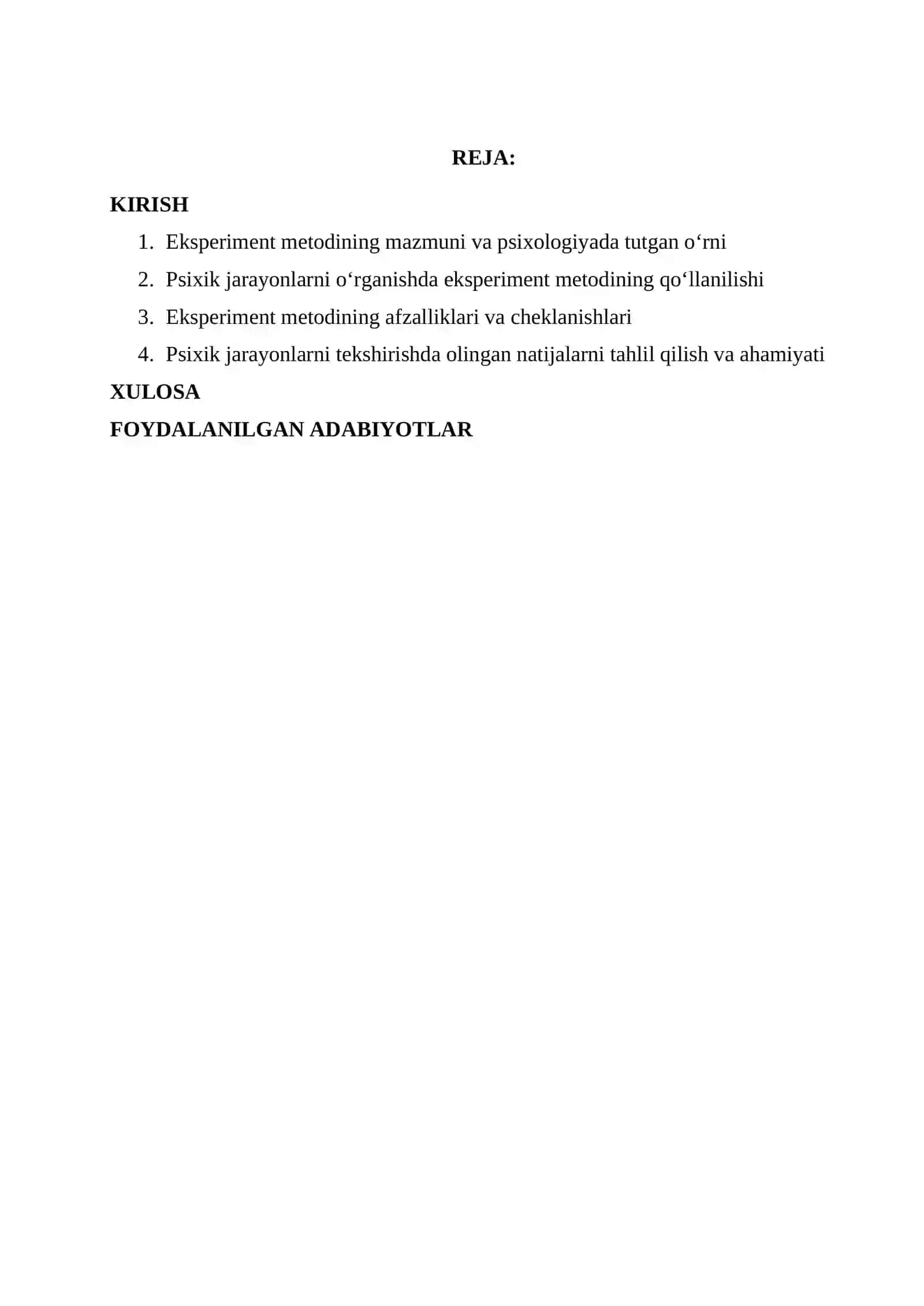 Eksperiment metodi asosida psixik jarayonlarni tekshirish 2