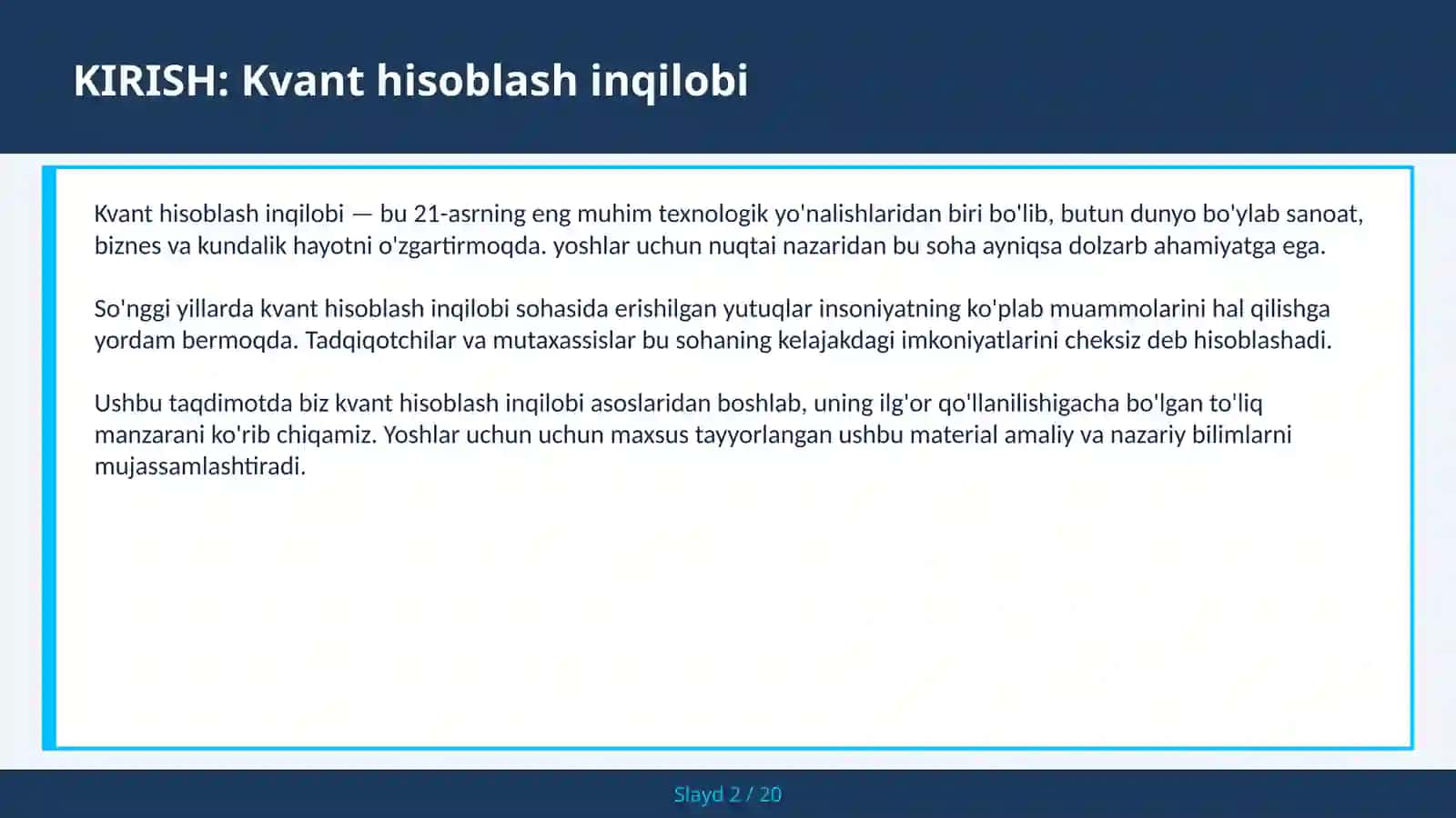 KVANT HISOBLASH INQILOBI 2