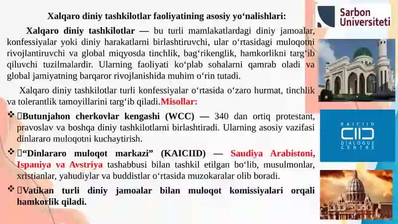 Xalqaro diniy va siyosiy tashkilotlarning faoliyati 2