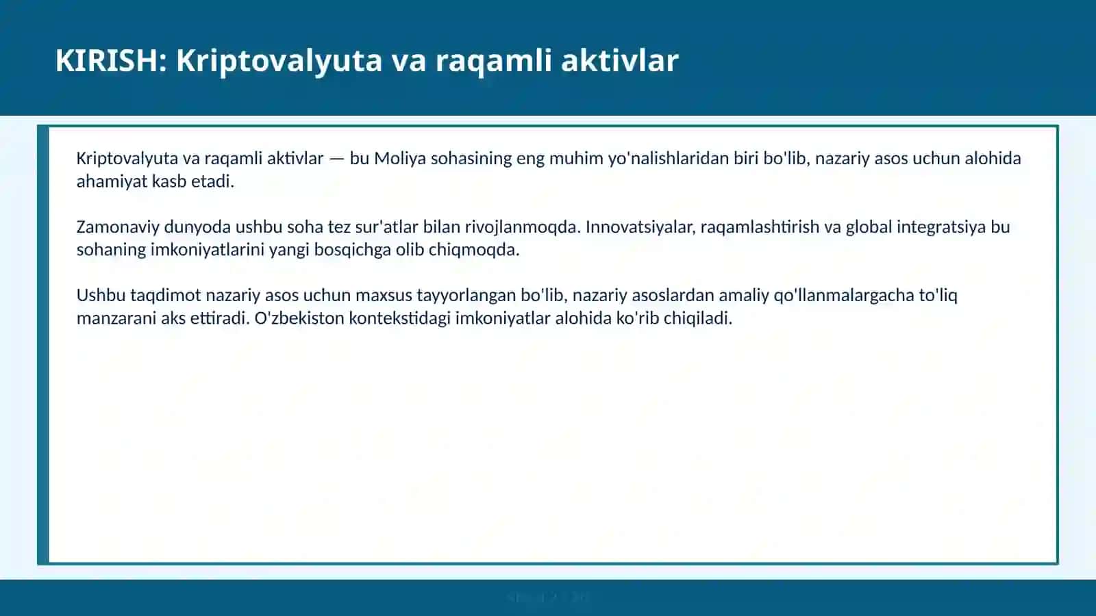 Kriptovalyuta va raqamli aktivlar 2