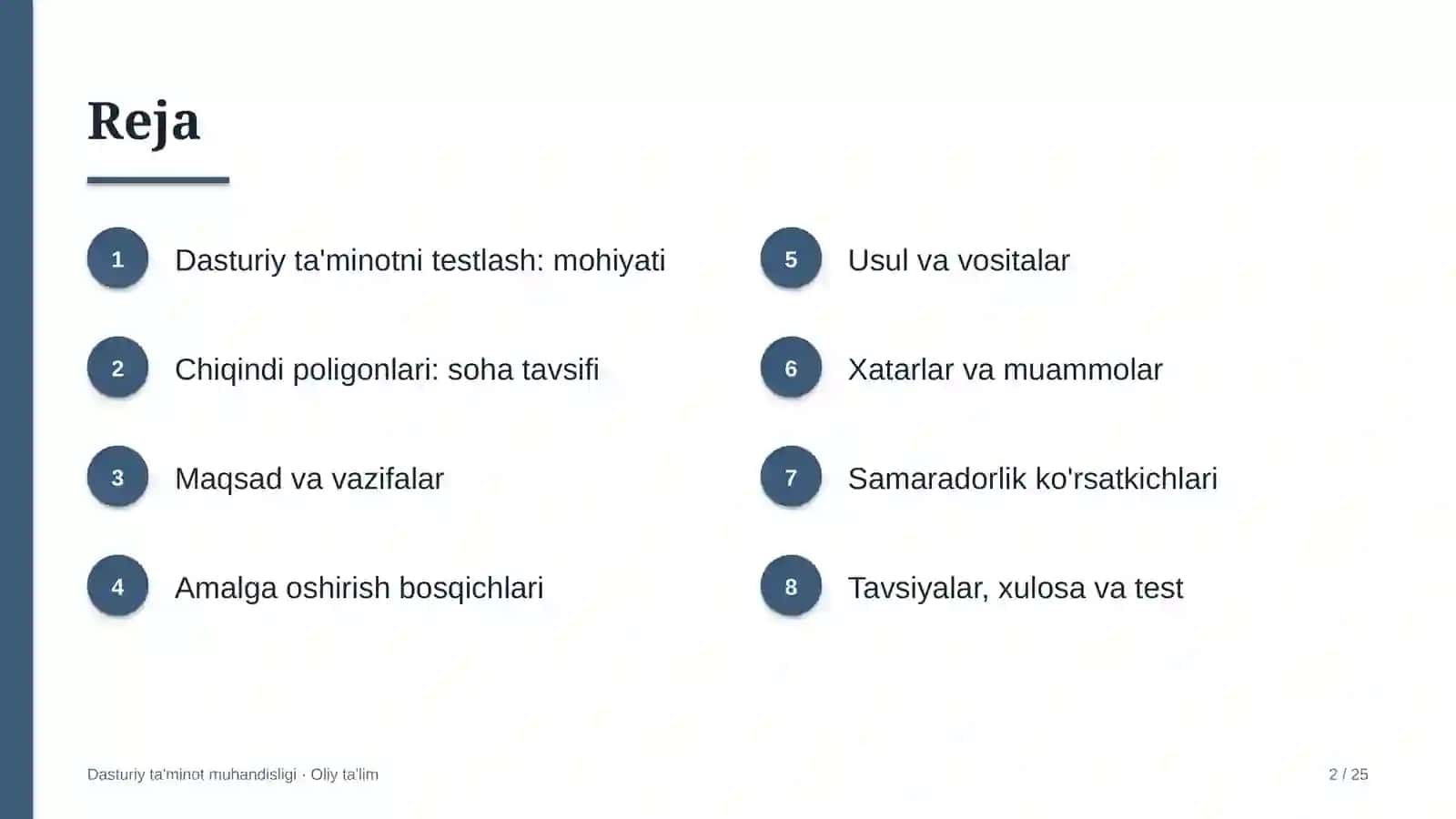DASTURIY TA'MINOT MUHANDISLIGI · OLIY TA'LIM 2