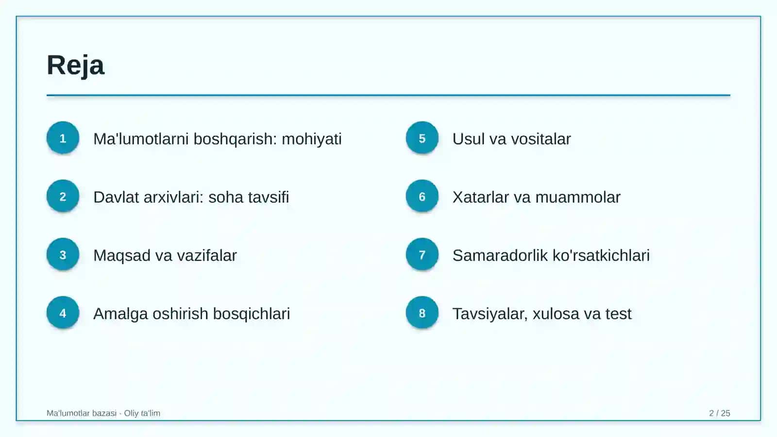 Davlat arxivlarida ma'lumotlarni boshqarish 2