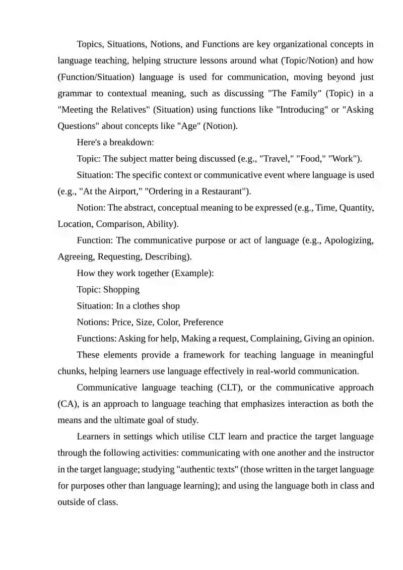 TOPICS, SITUATIONS, NOTIONS, FUNCTIONS 2