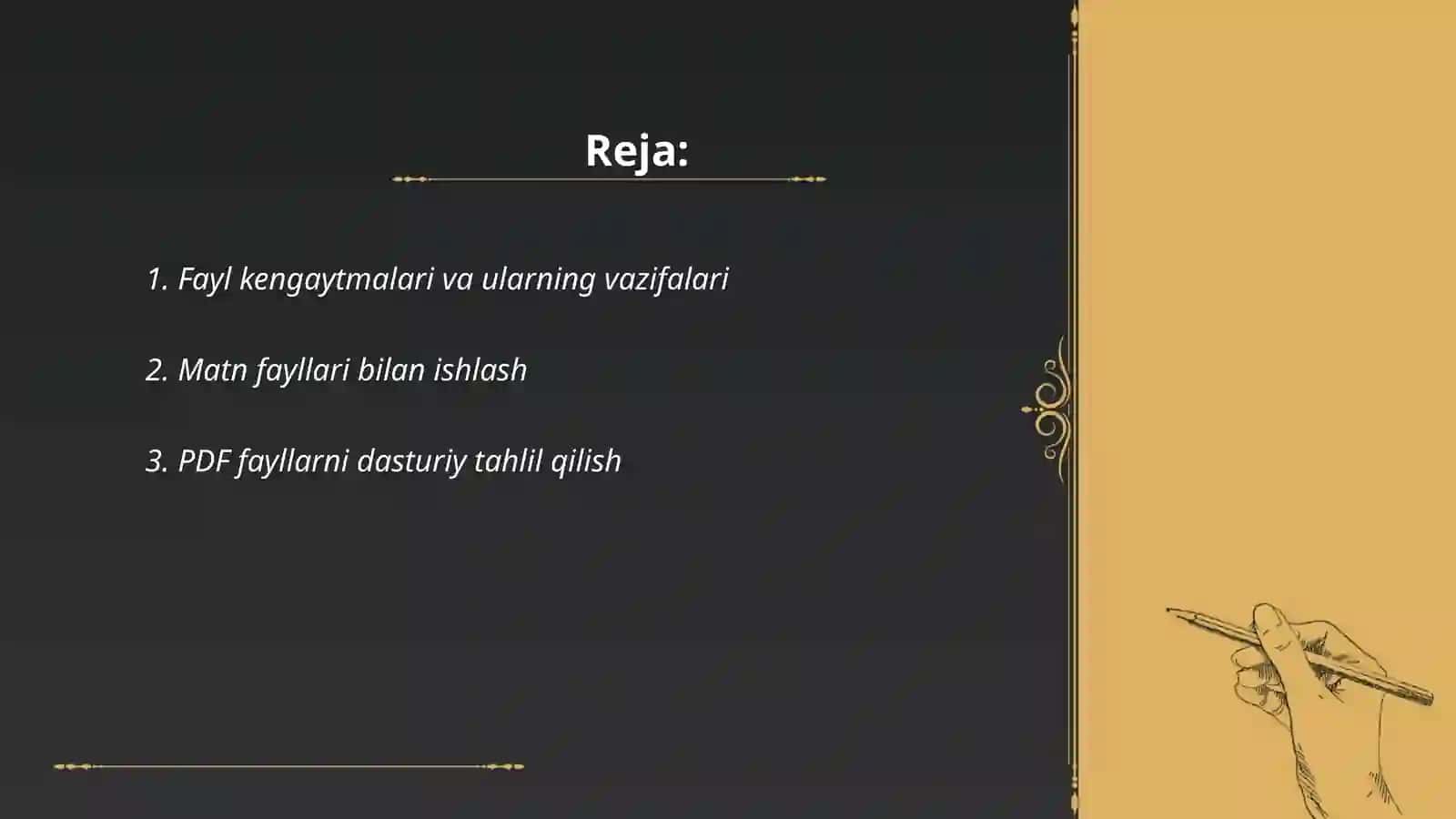 Dasturlashda turli kengaytmali fayllar bilan ishlash 2