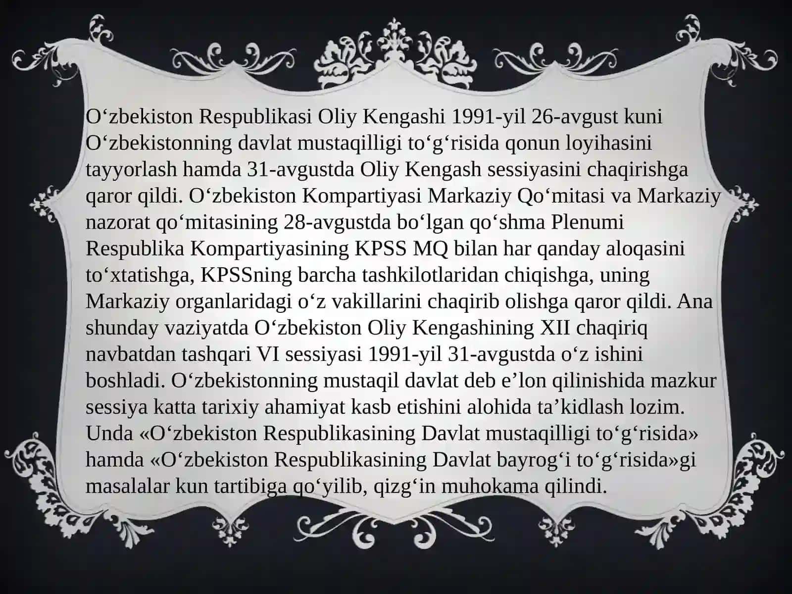 Mustaqil O‘zbekiston davlatining tashkil topishi 2
