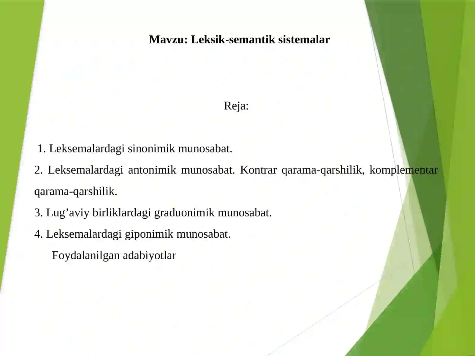Leksik-semantik sistemalar. 2