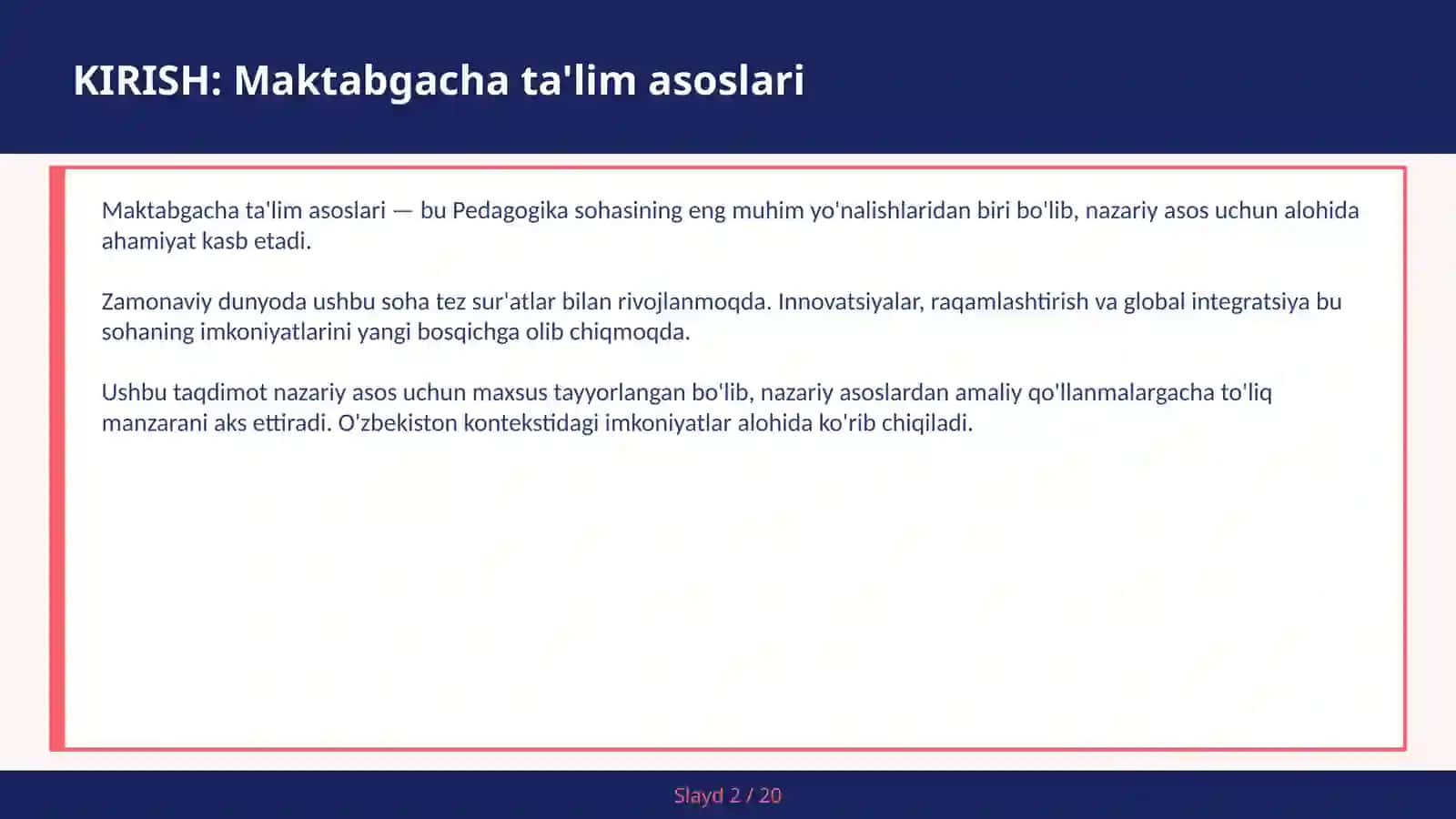 MAKTABGACHA TA'LIM ASOSLARI 2