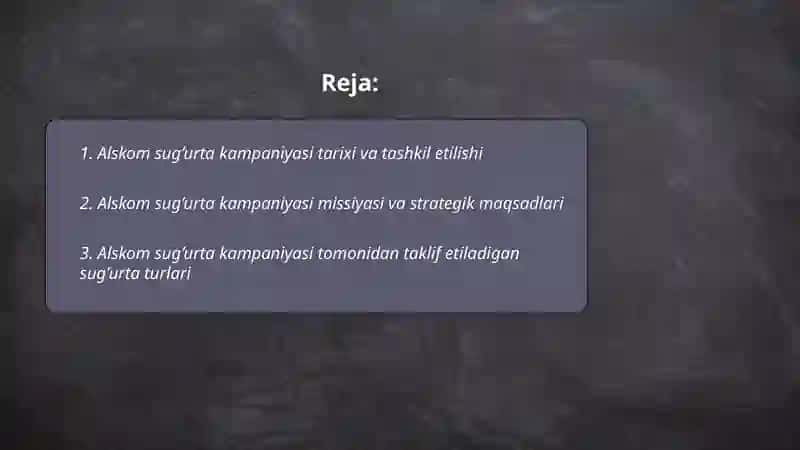 Alskom sug’urta kampaniyasi 2