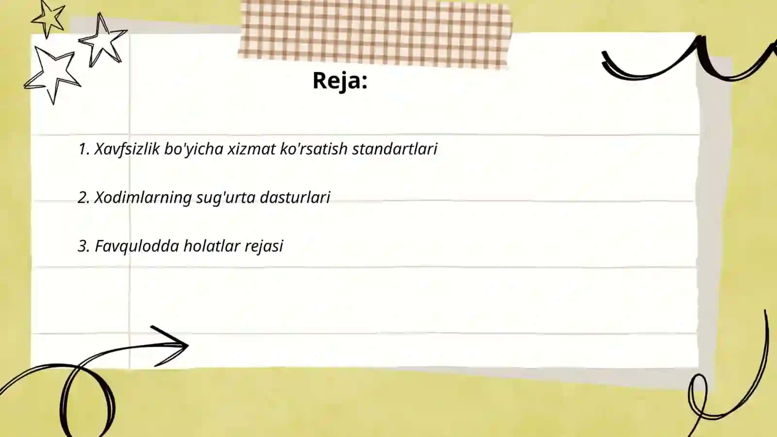 Xodimlarning xavfsizlik faoliyatini tashkil qilish charo tadbirlar 2