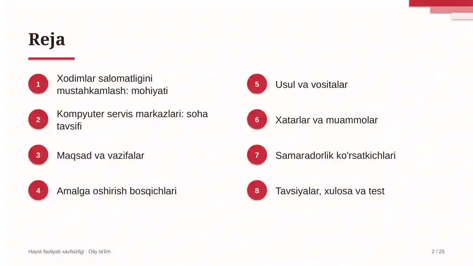 Kompyuter servis markazlarida xodimlar salomatligini mustahkamlash 2