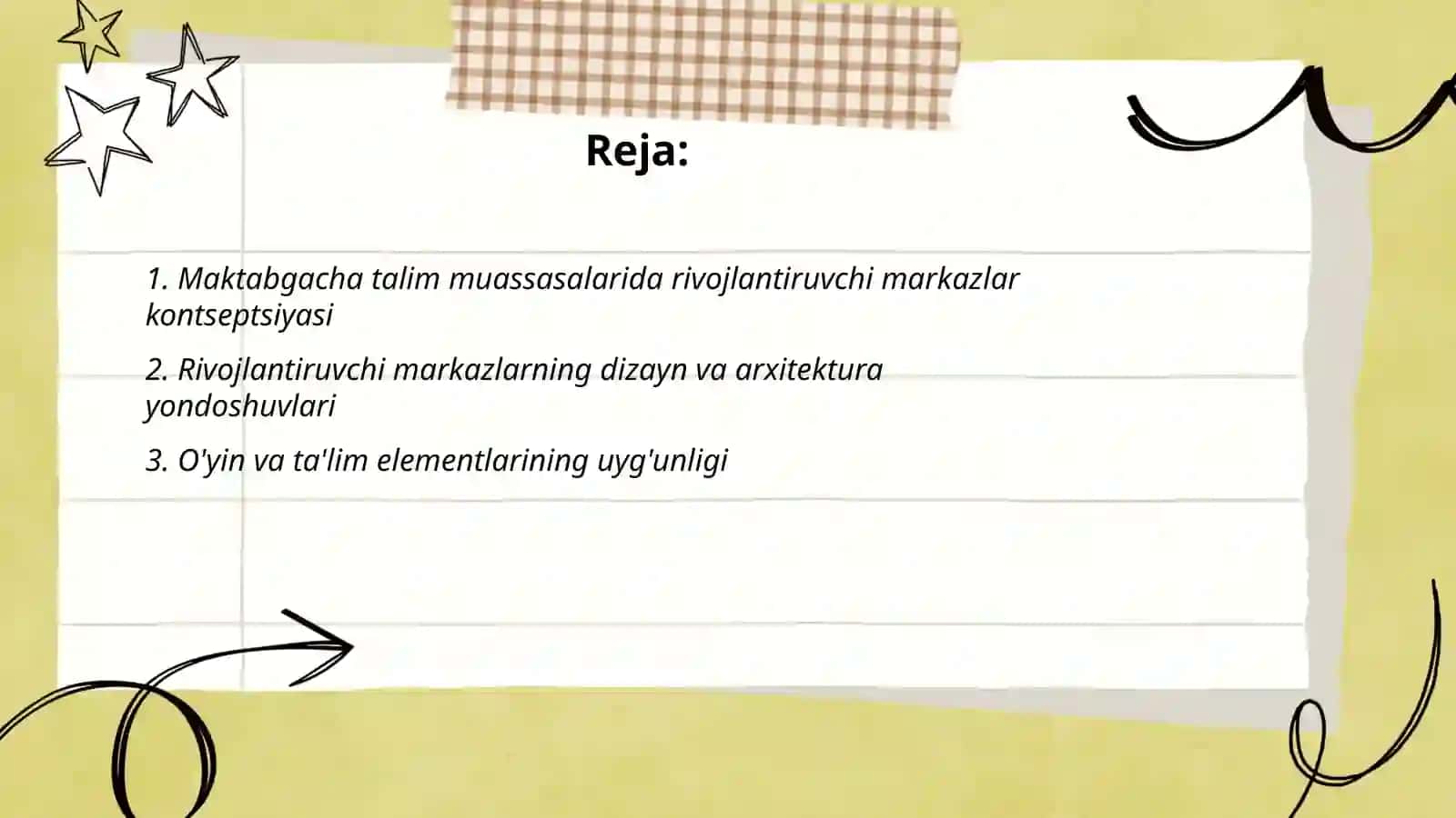 Maktabgacha talim tashkilotlarida rivojlantiruvchi markazlarni qurish 2