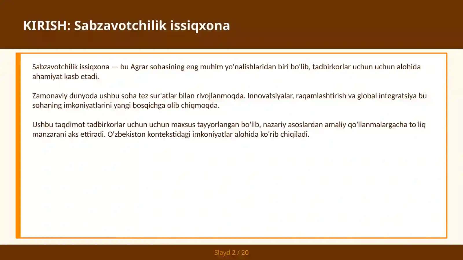 Sabzavotchilik issiqxona 2