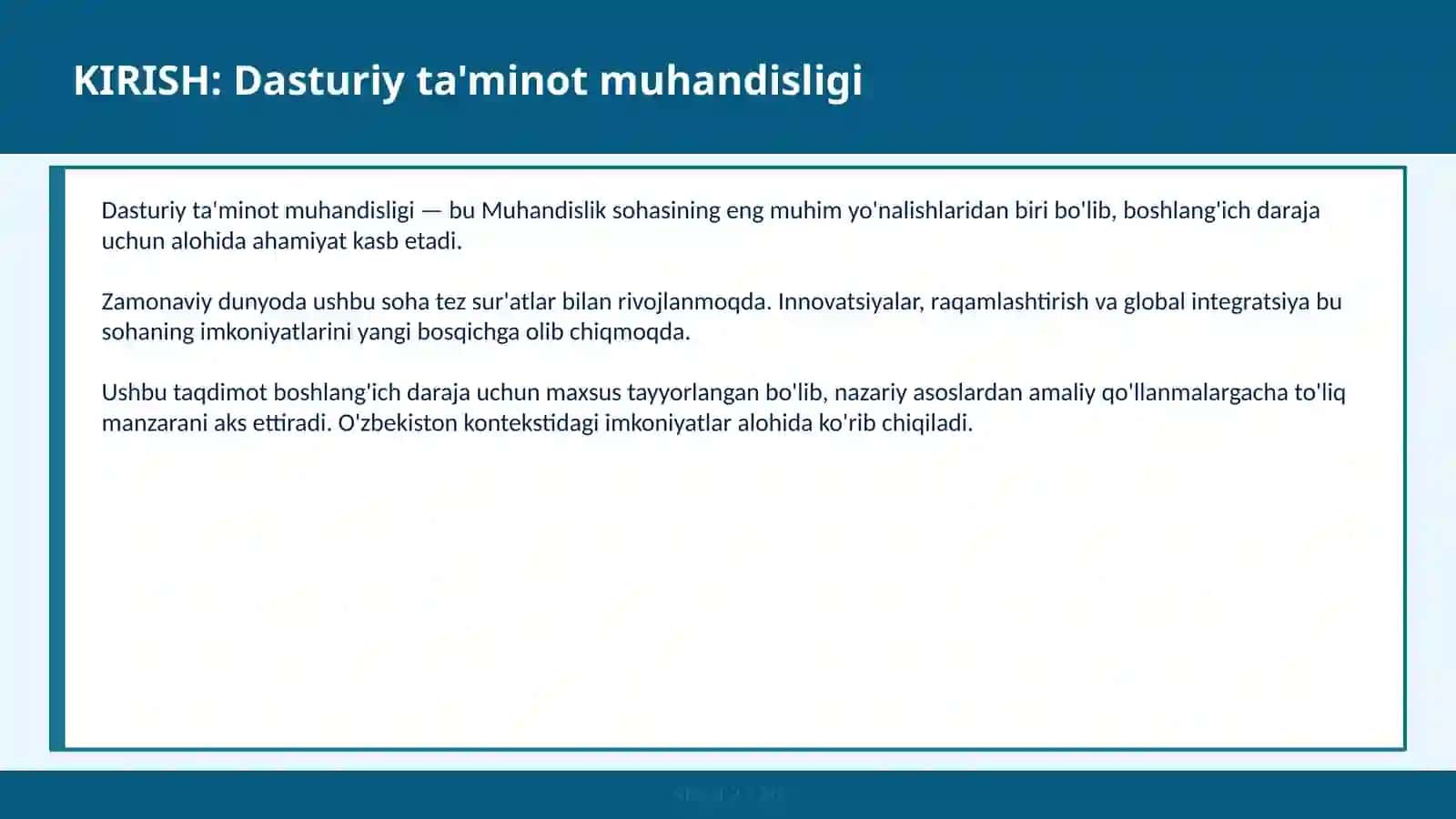 DASTURIY TA'MINOT MUHANDISLIGI 2